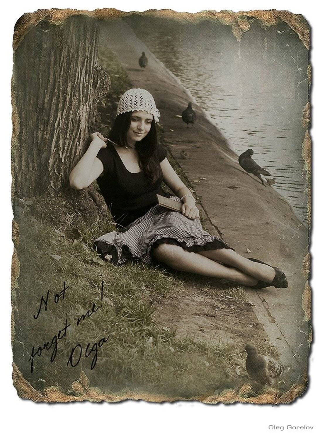 ретро, девушка, голуби, SUPINATOR