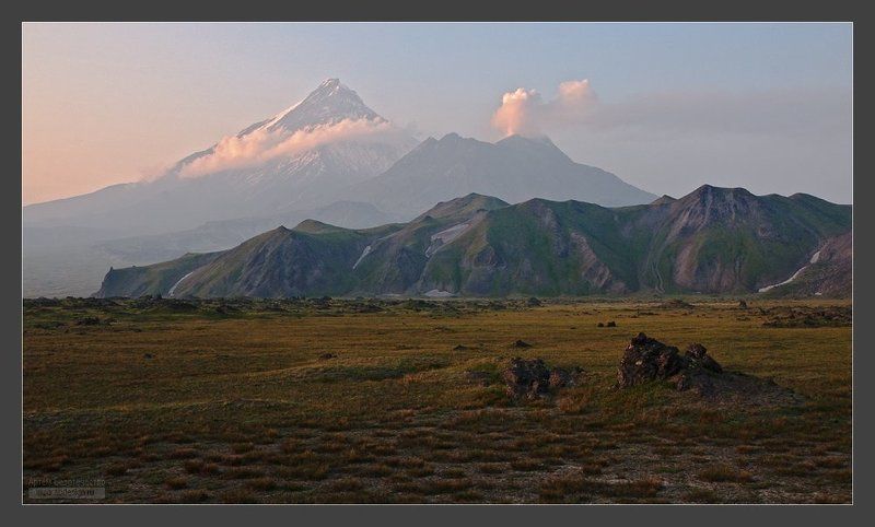 камчатка, вулкан, камень, безымянный Предзакатная фото превью