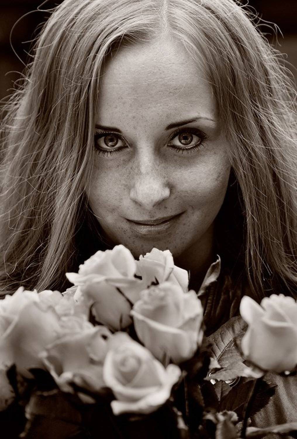 девушка, портрет, сепия, BezOdezhdi