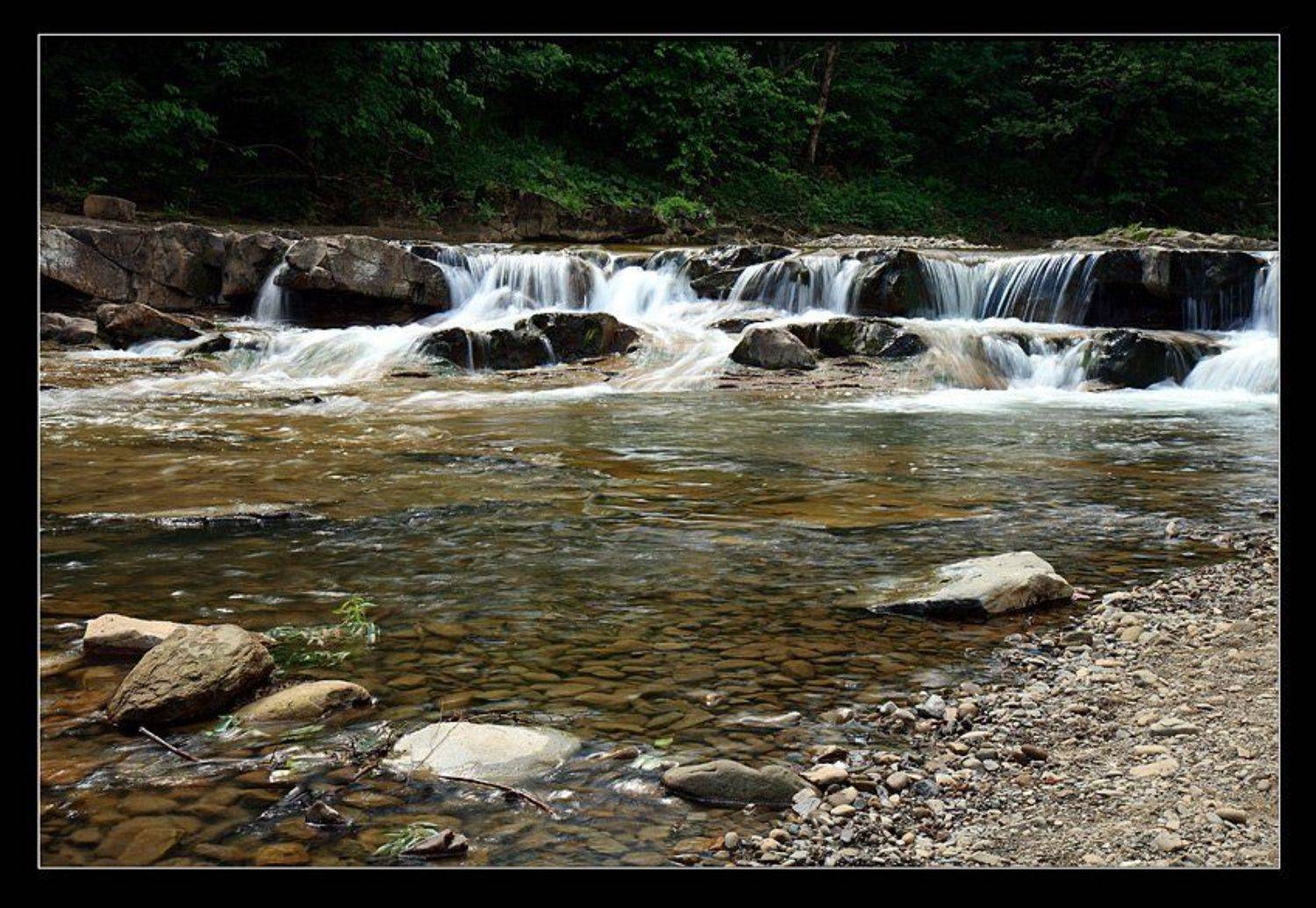 перекат, река, камни,лес, Юрий