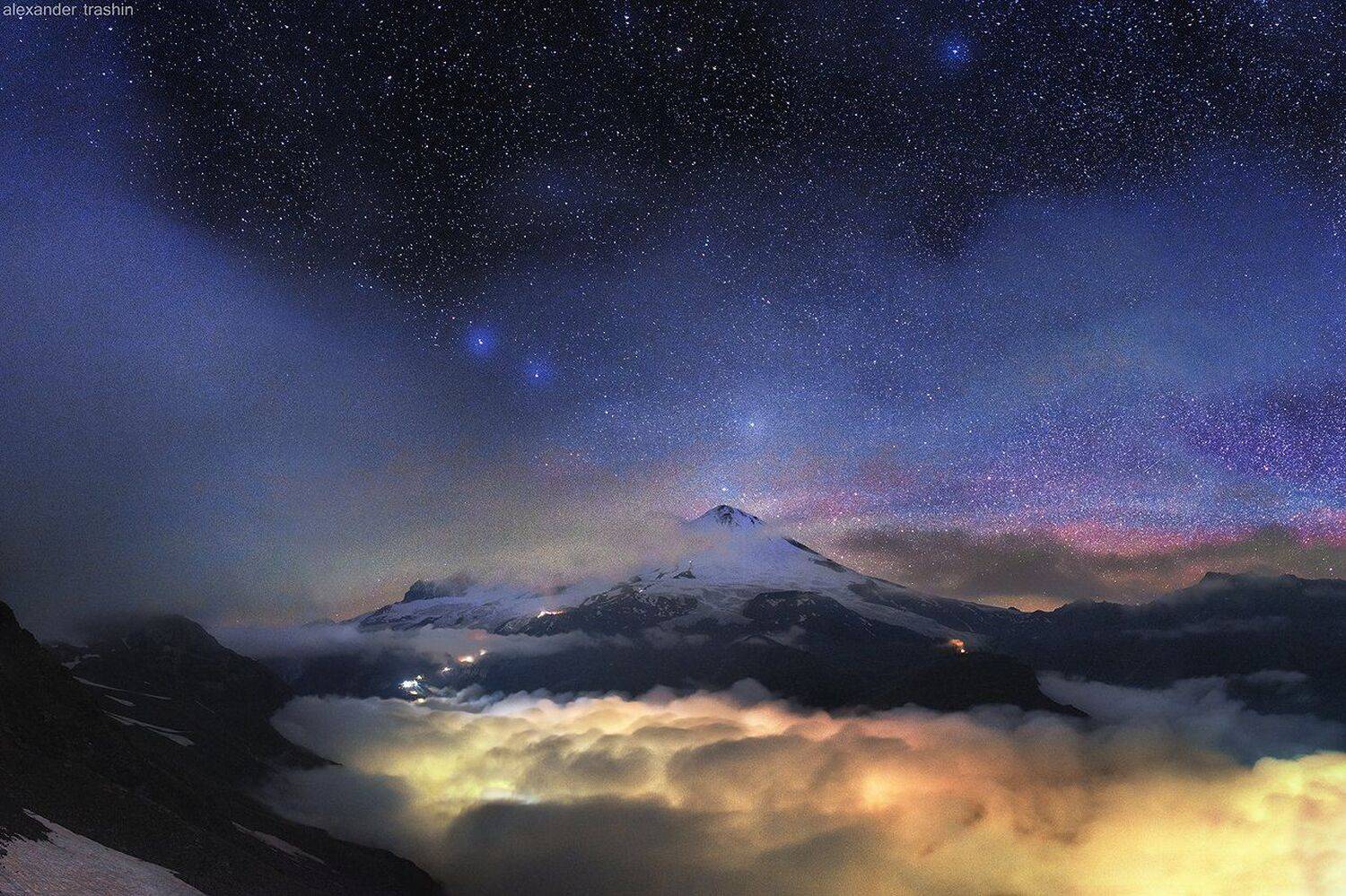 астрофотография, горный пейзаж, ночной пейзаж, пейзаж, приэльбрусье, северный кавказ, чегет, эльбрус, Александр Трашин