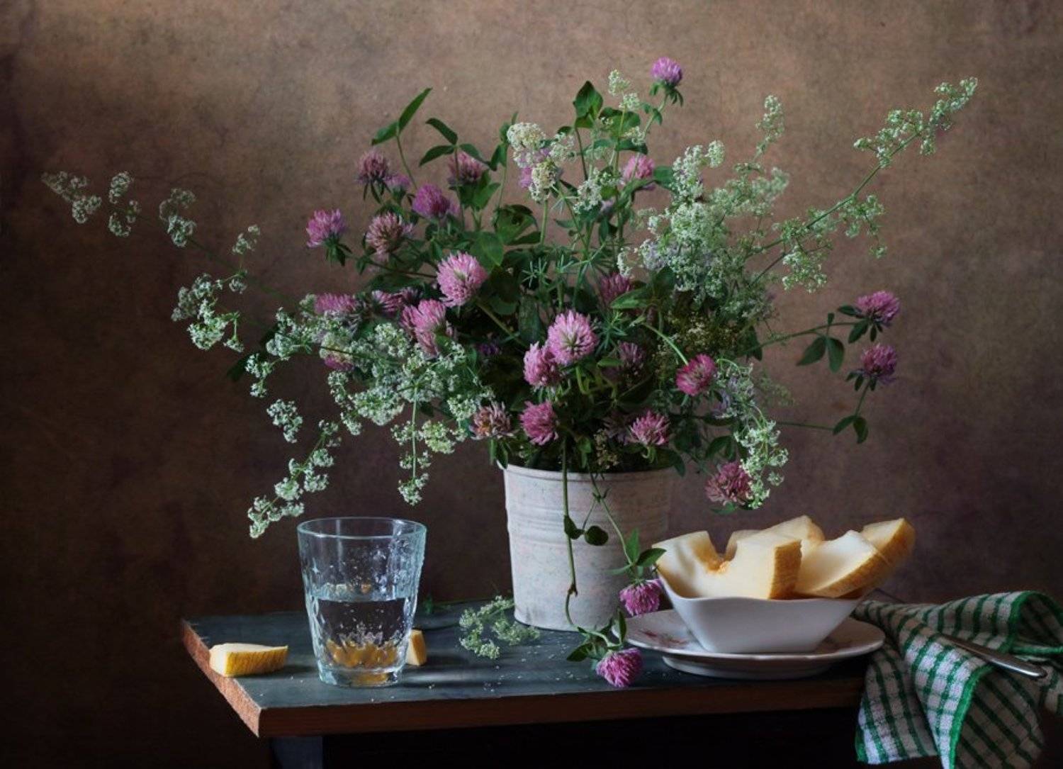 Вода, Дыня, Лето, Натюрморт, Цветы, Курочкина Диана