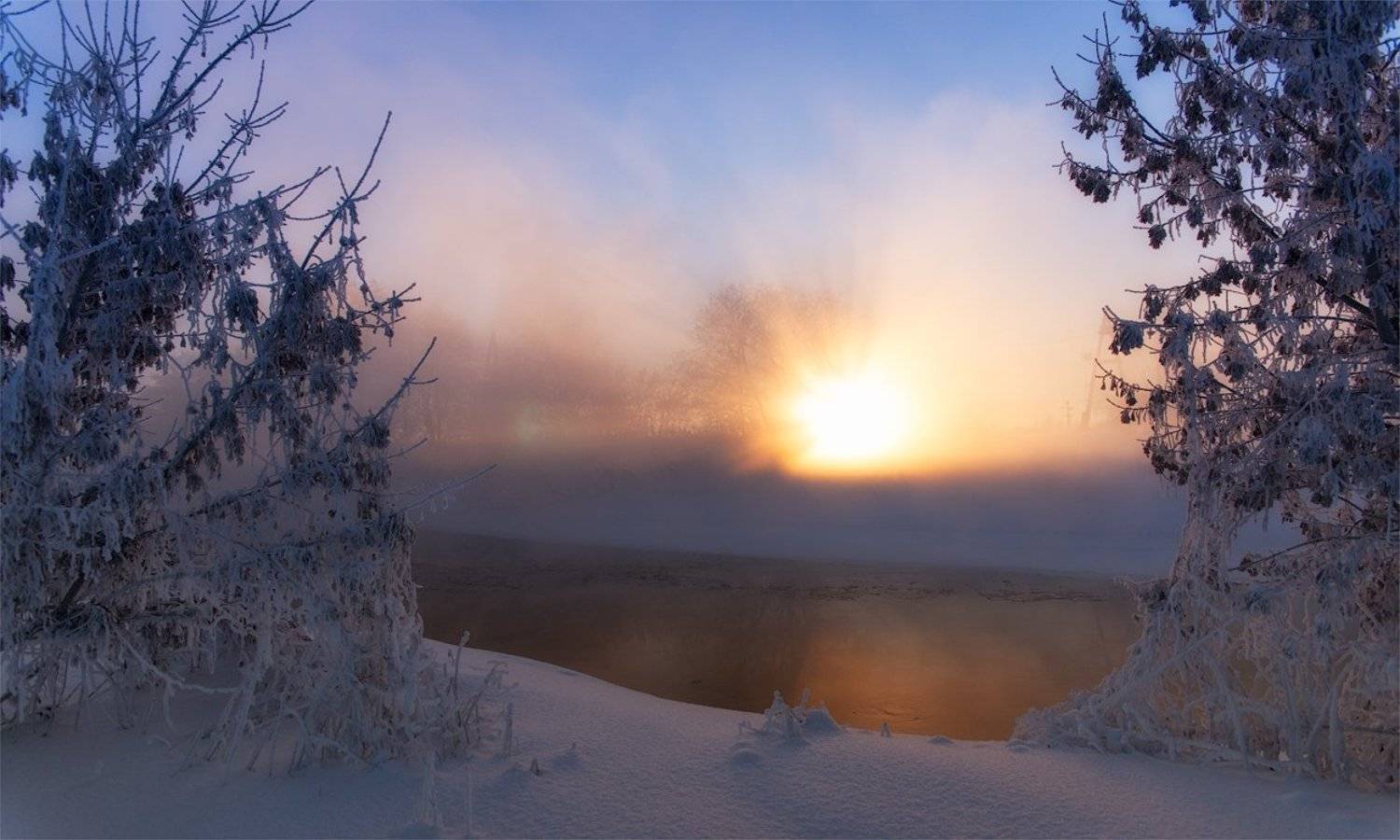 зима, снег, лед, холод, мороз, пар, река, свет, клязьма, сони, Пеккер Сергей