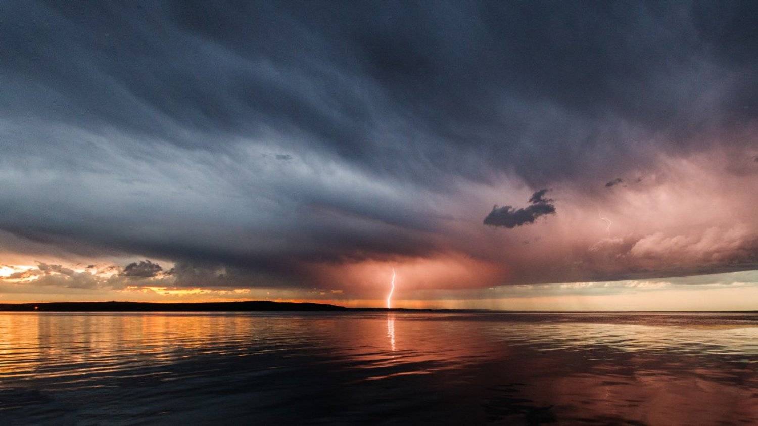 молния, гроза, вода, отражение, Коровин Кирилл