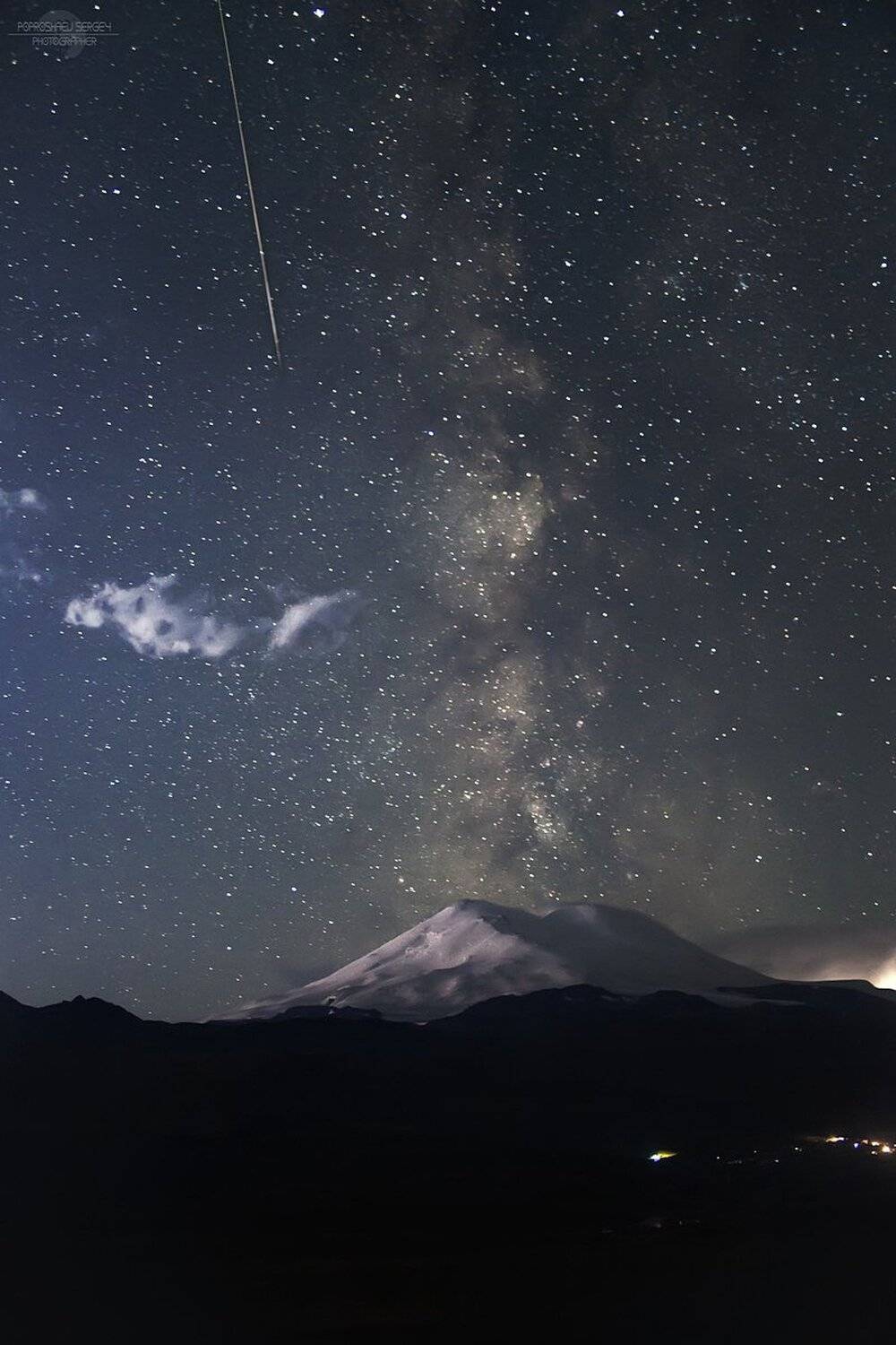 Болид, Млечный путь, Статичные звезды, Эльбрус, Попрошаев Сергей