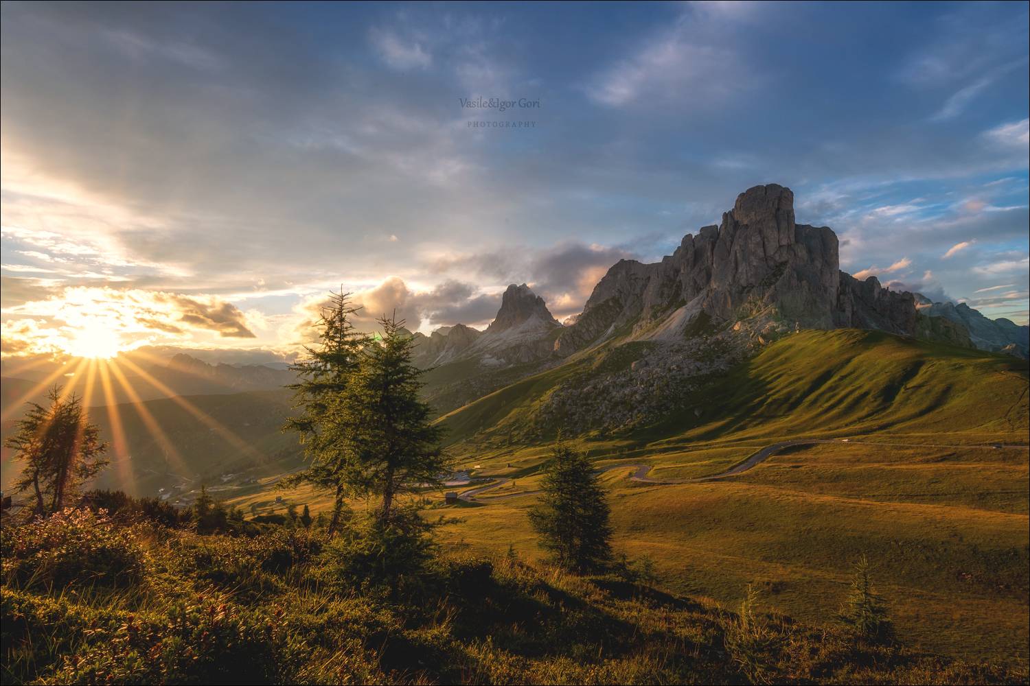 доломитовые альпы,закат,passo giau,лето,италия,alps,горы,, Гори Василий