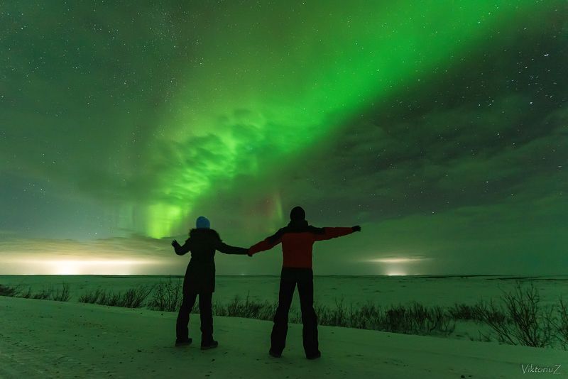 северное сияние, полярное сияние, заполярье, aurora borealis, polar lights  фото превью