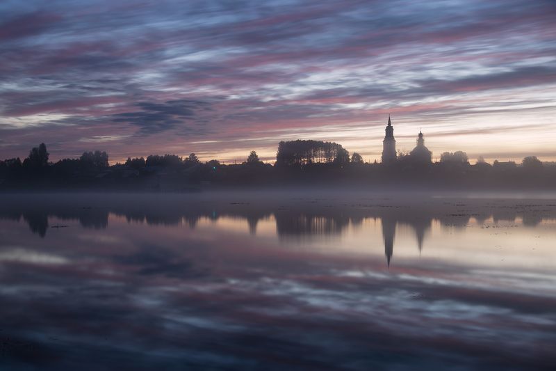 утро холод река село церковь Холодное утро фото превью