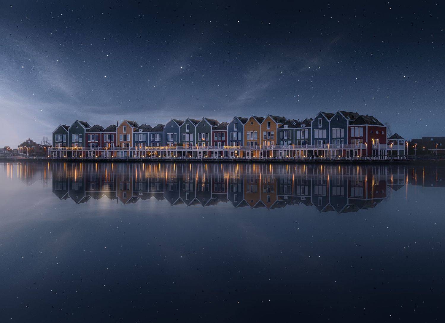 Reflection, Netherlands, Night, Stars, Landscape, Remo Daut