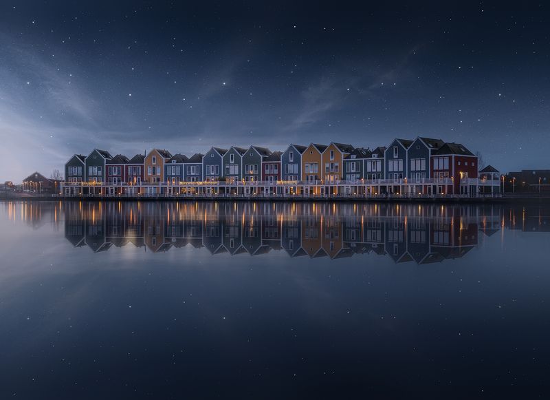Reflection, Netherlands, Night, Stars, Landscape Reflections from the Netherlands фото превью