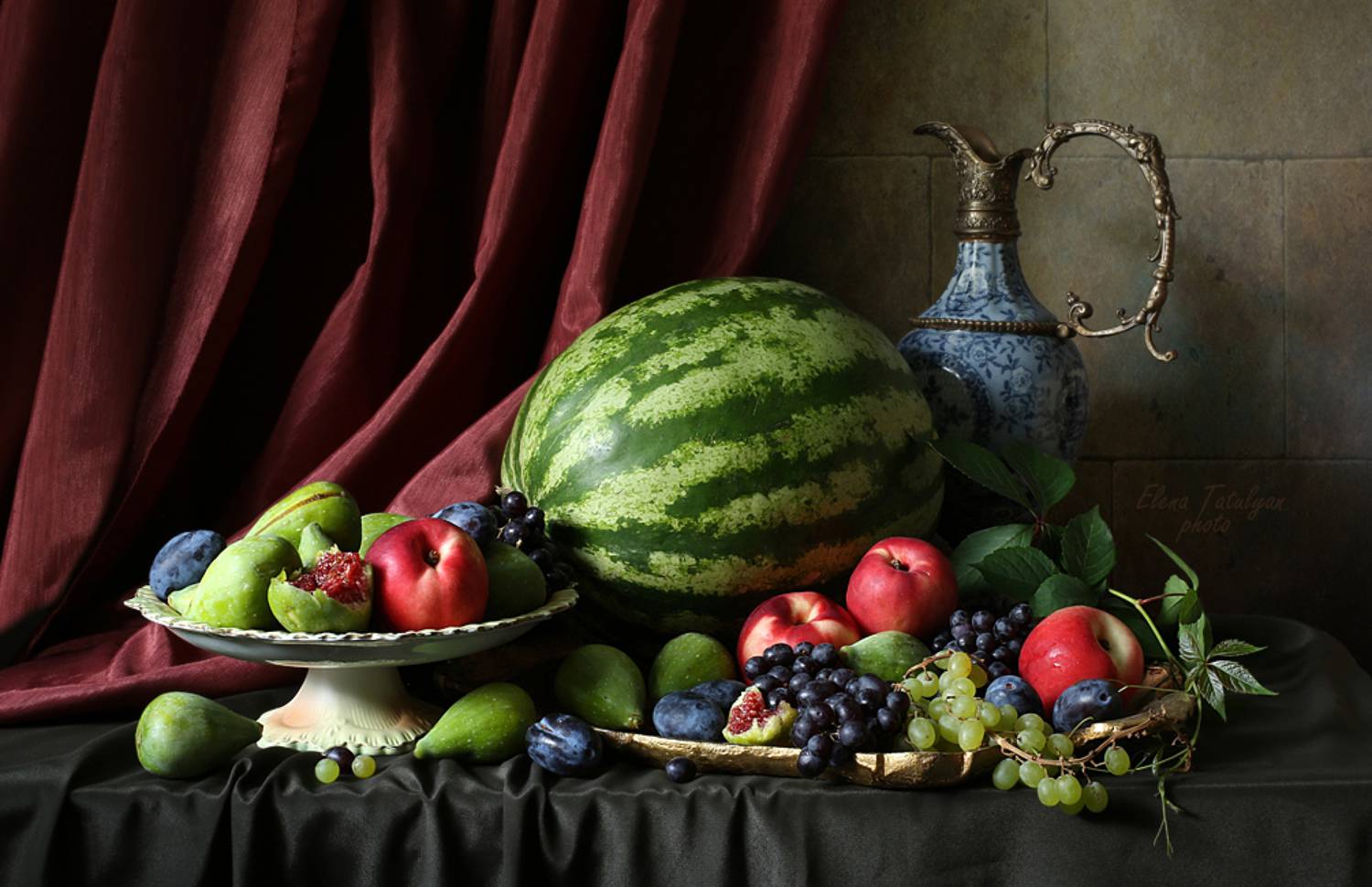 арбуз, инжир, виноград, персики, Елена Татульян