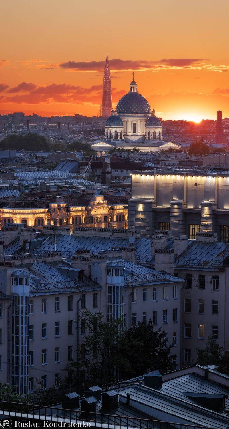 санкт-петербург, закат, троицкий собор, лахта-центр, лахта, небоскреб, прострел, композитная фотография, time blending, Кондратенко Руслан