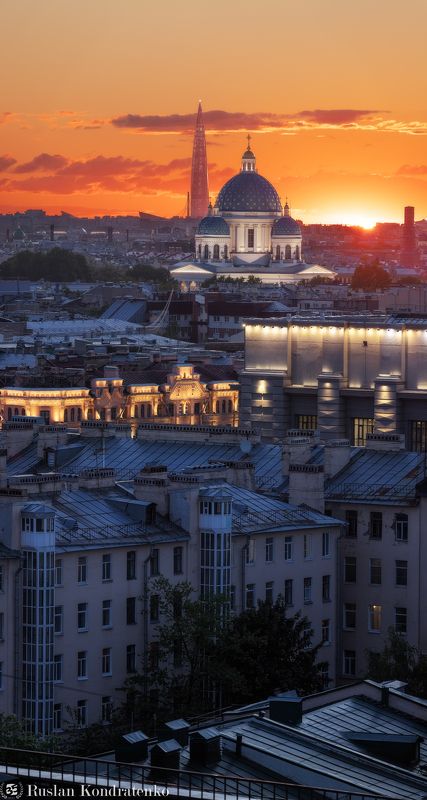 санкт-петербург, закат, троицкий собор, лахта-центр, лахта, небоскреб, прострел, композитная фотография, time blending Верторама Питера фото превью