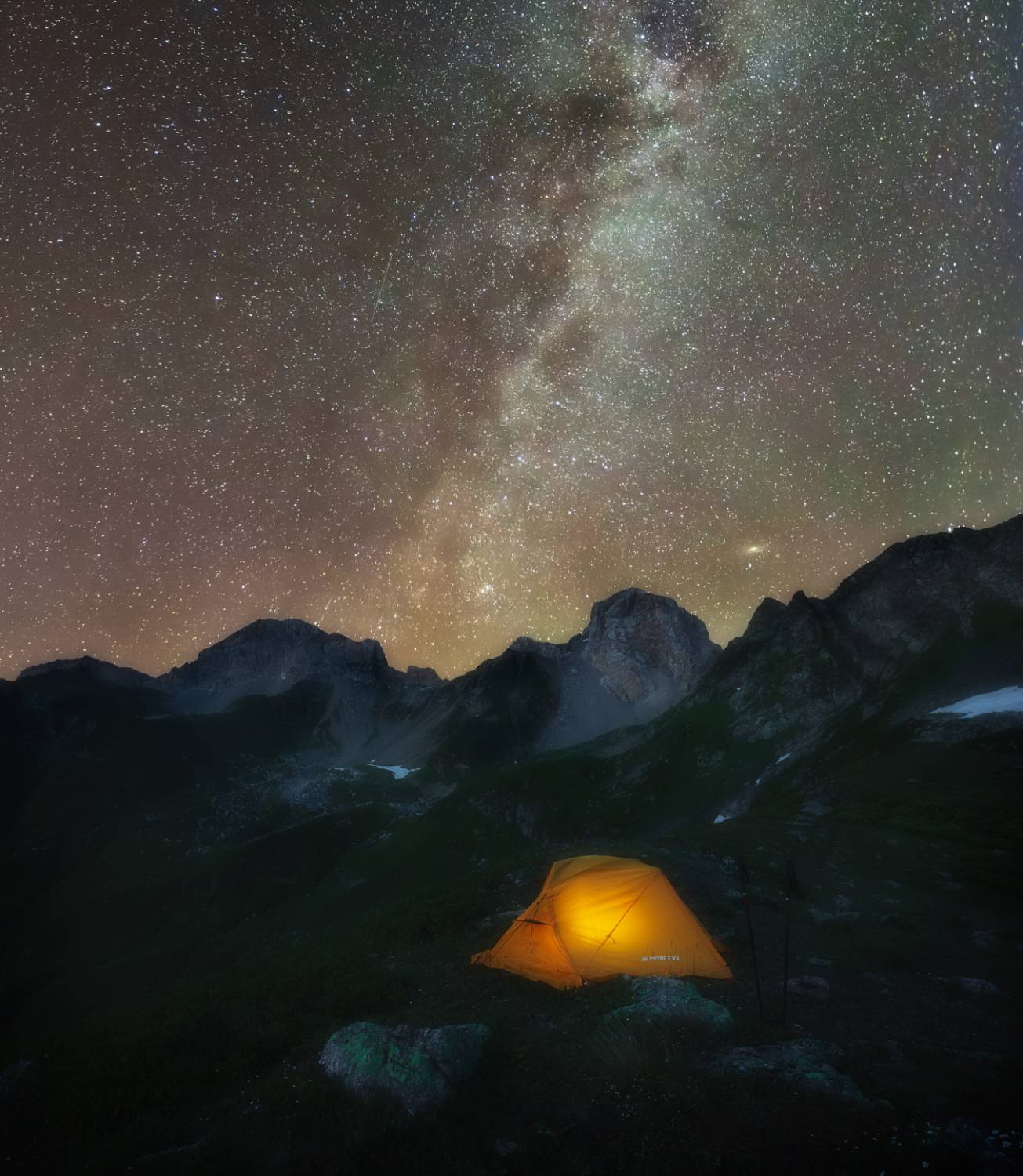 горы, ночь, галактика, пейзаж, кавказ, млечный путь, Марголин Алексей