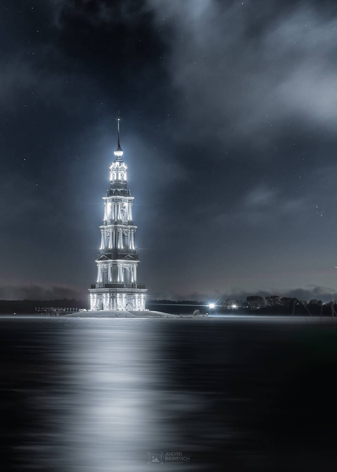 калязин, колокольня, ночь, ночной пейзаж, Андрей Баскевич
