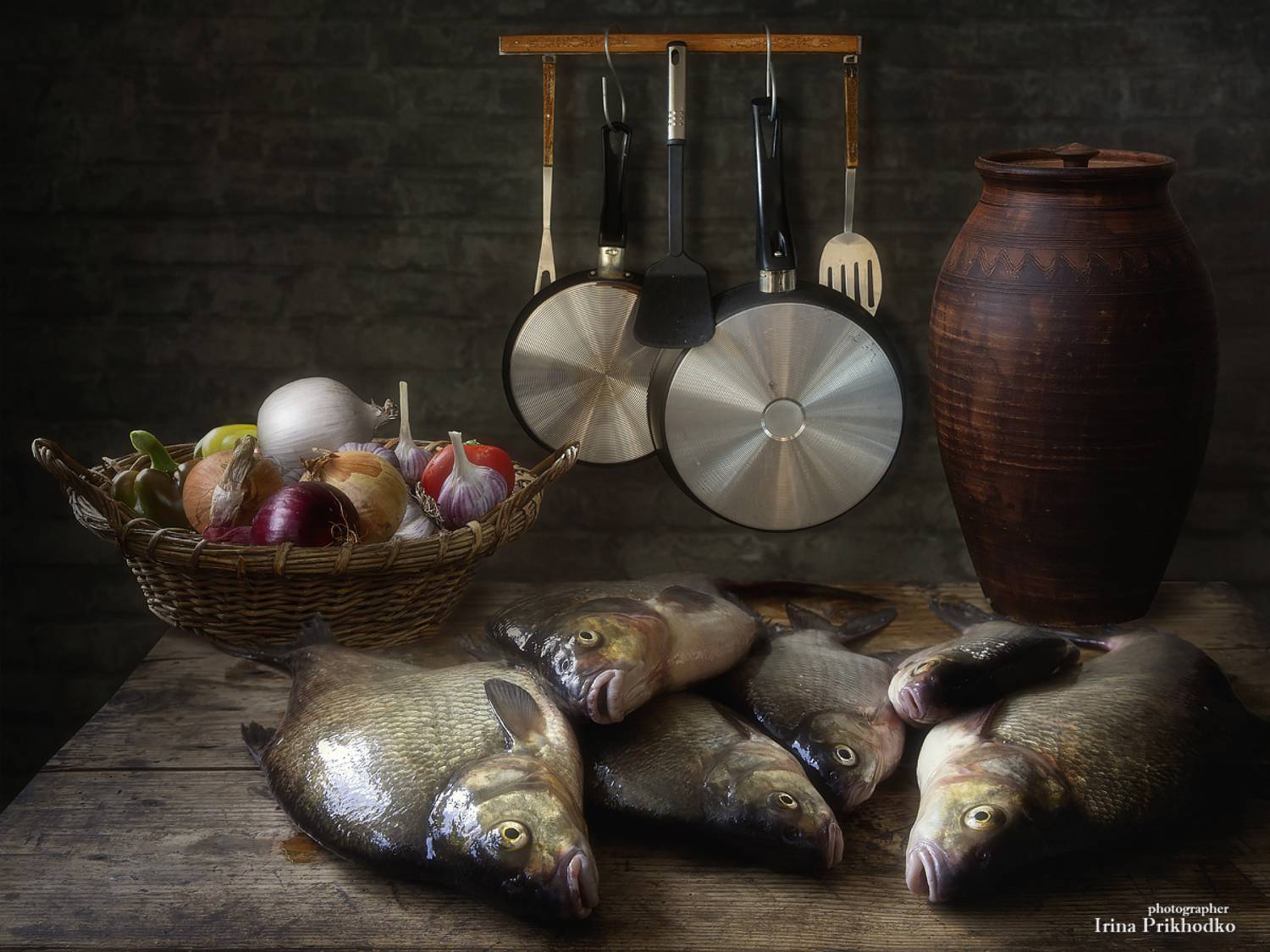 Натюрморт, кухня, рыба, интерьер, Приходько Ирина
