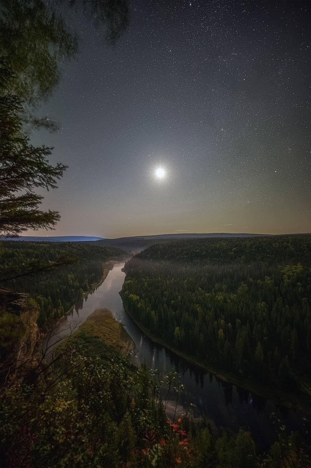 пермский край, усьва, россия, урал, пейзаж, звезды,луна, астрофото, ночь, усьвинские столбы, осень, река, Кузнецов Кирилл