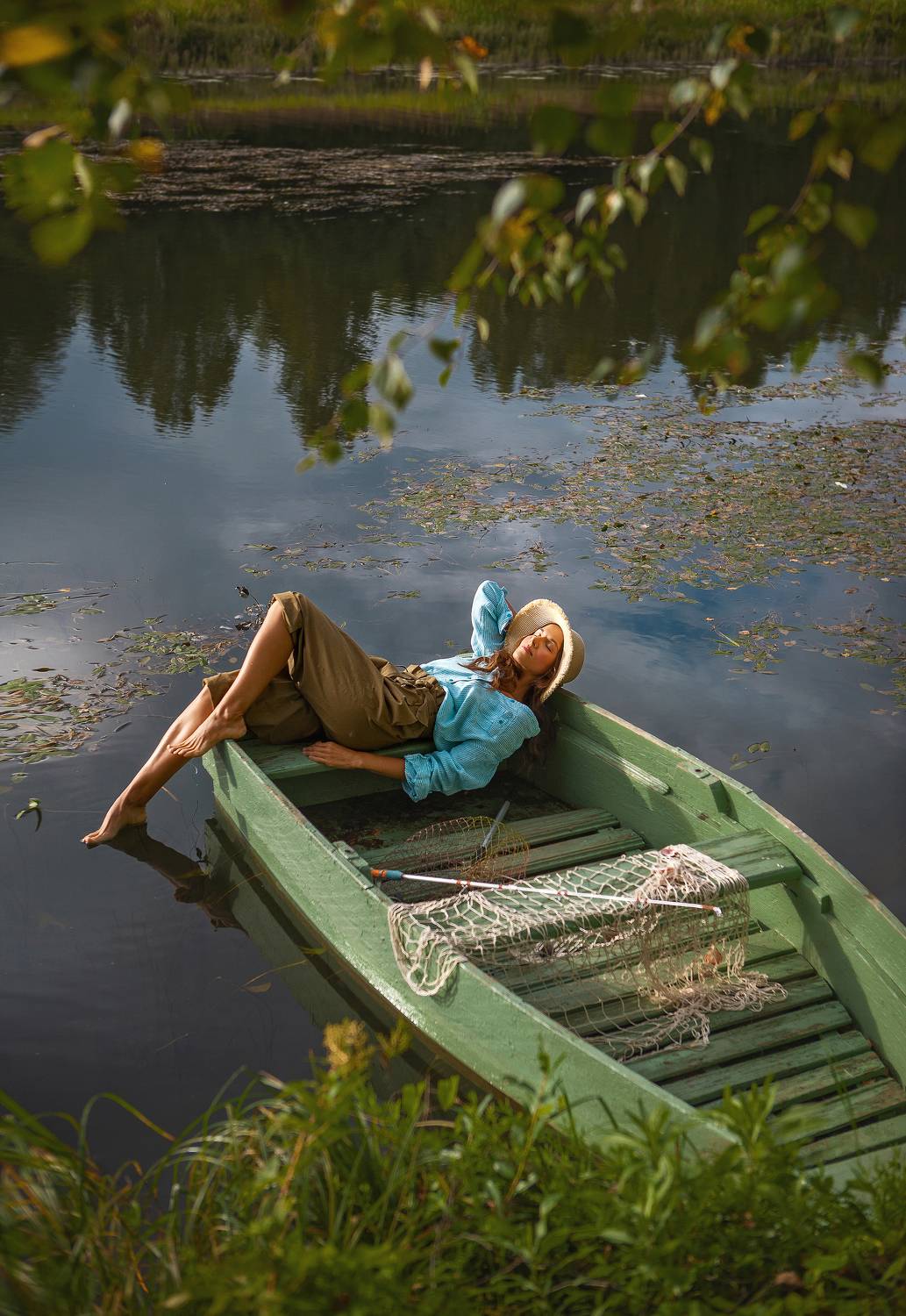 река девушка красота любовь природа искусство фотография покой радость лодка облака вода небо, Шепелева Татьяна