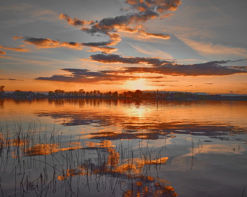 тверская область, селигер, закат, отражение, небо, озеро, осташков, Зигзаги удачи фото превью