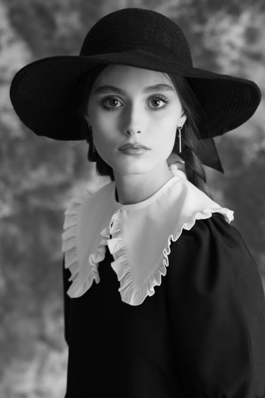 девушка, красота, юность, мода, глаза, шляпа Дарья фото превью
