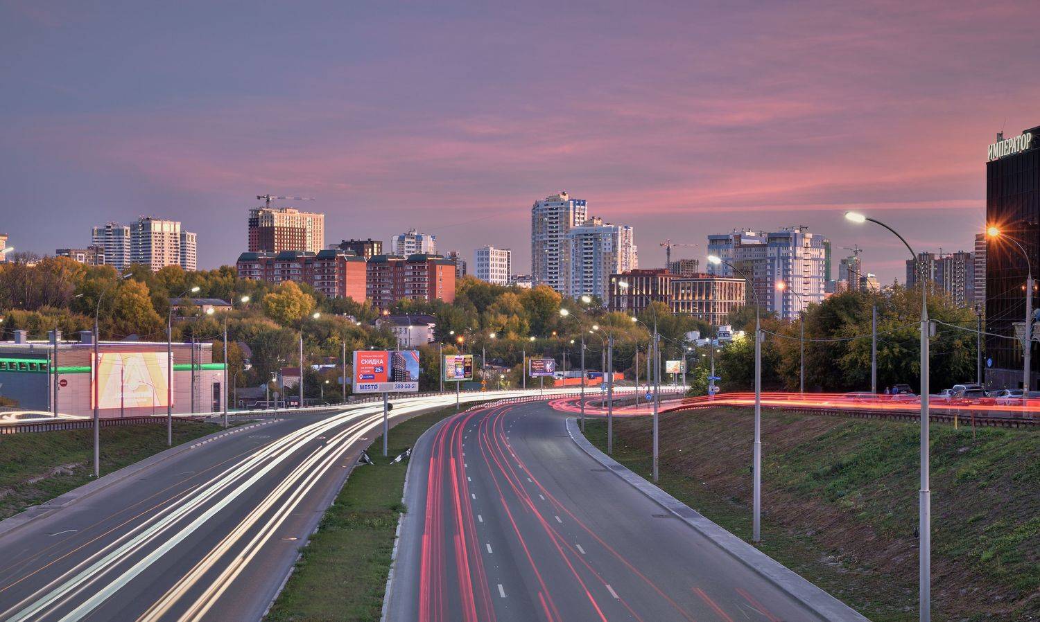новосибирск, ночной город, магистраль,, Байдуков Александр