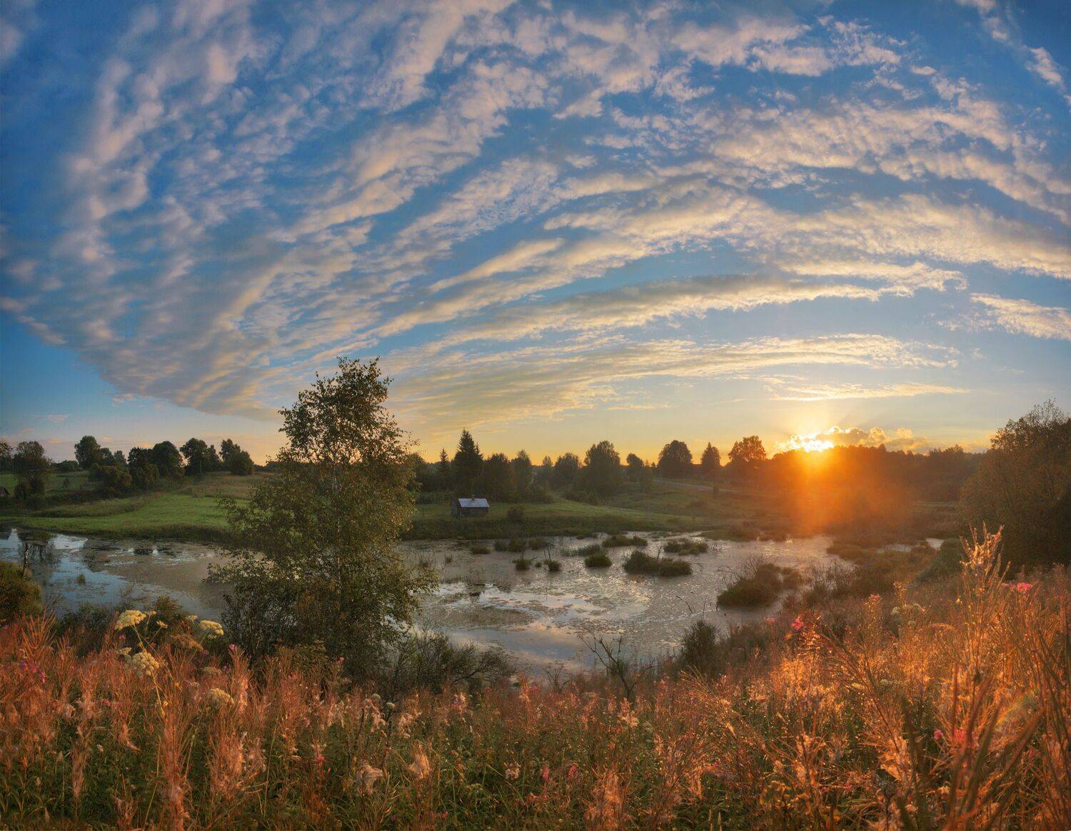 рассвет, пруд , облака, Александр Свистков