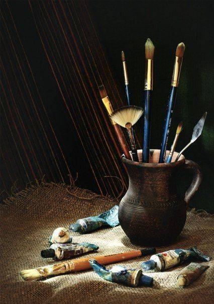 натюрморт, краски, кисти, кисть, художник, арт, Ончукова Наталья