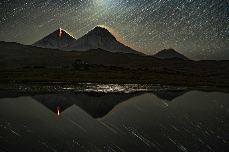 камчатка, вулканы, пейзаж, извержение Извержение вулкана Ключевская сопка фото превью