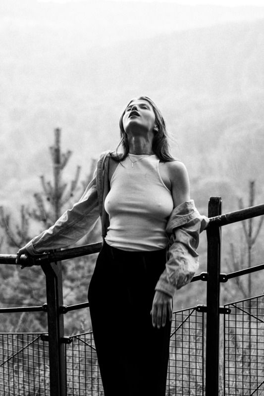 girl, portrait, black and white, * фото превью