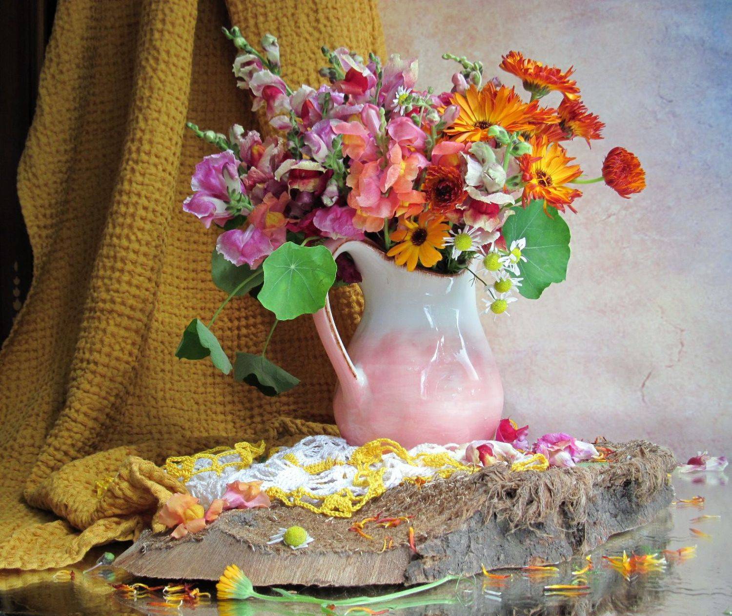 ноготки, календула, львиный зев, ромашки, Наталия Тихомирова