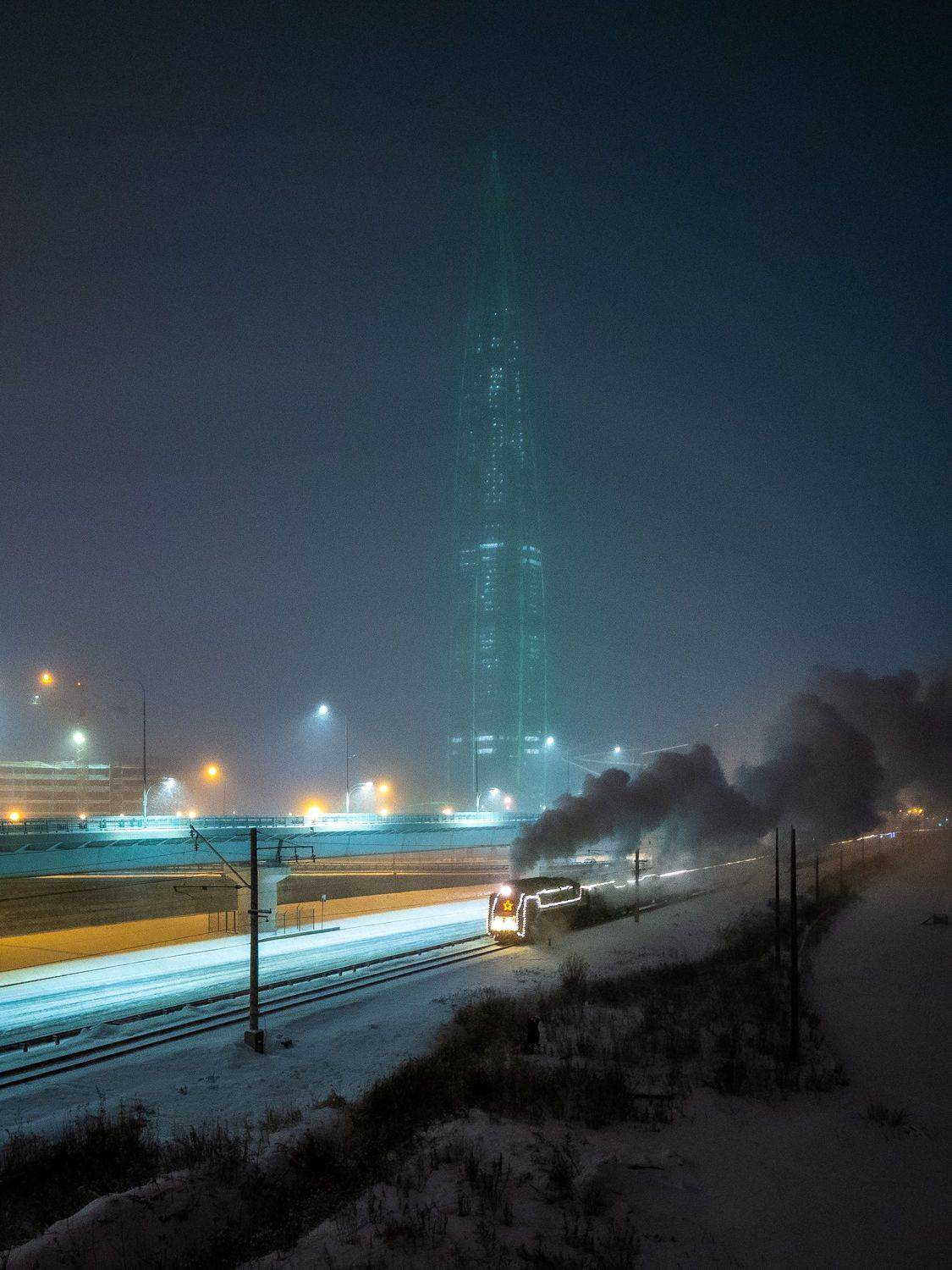 паровоз, зима, снегопад, snow, steamlocomotive, пар, Щеголев Николай