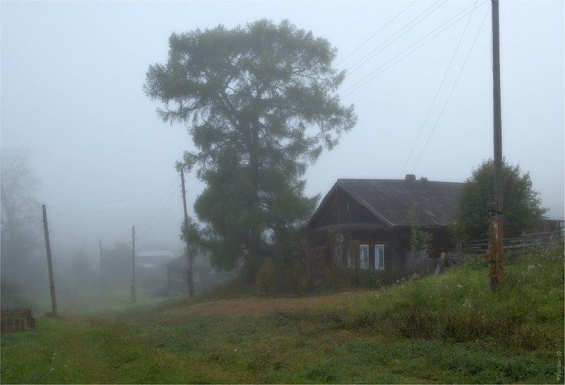 лето, осень, утро, село, изба, туман, великорецкое, столбы Уходит летнее тепло... фото превью