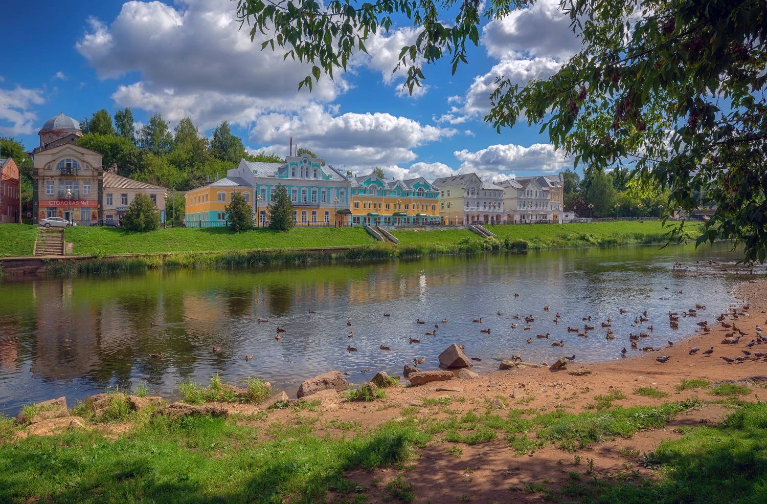 Река, утки, центр, торжок, тверца, Сергей Аникин