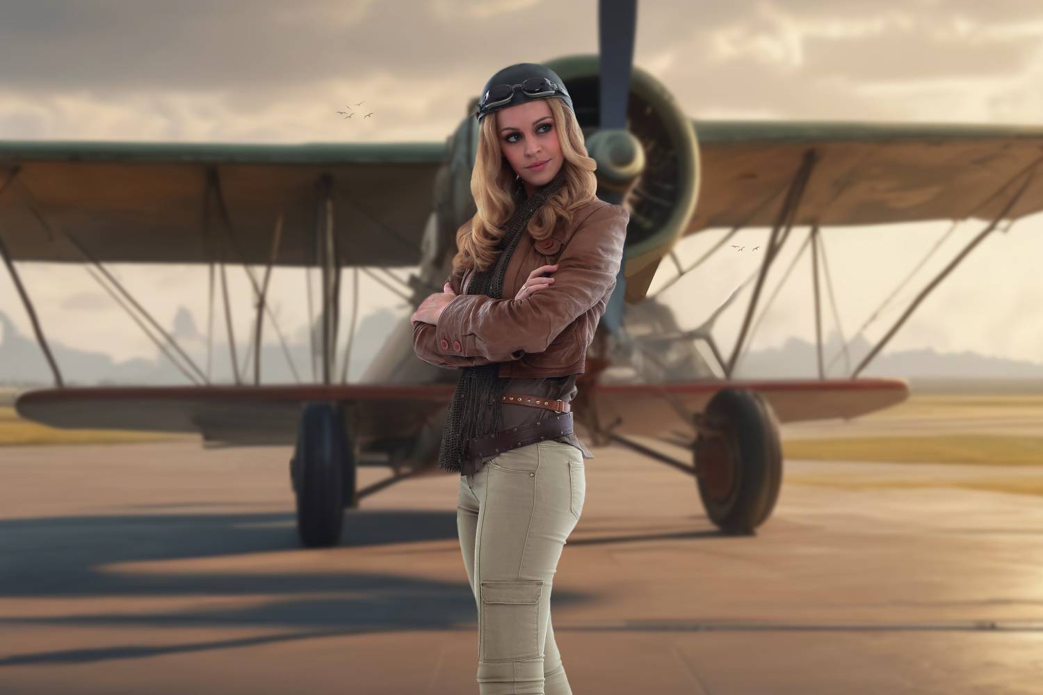 девушка, аэроплан, Sergii Vidov