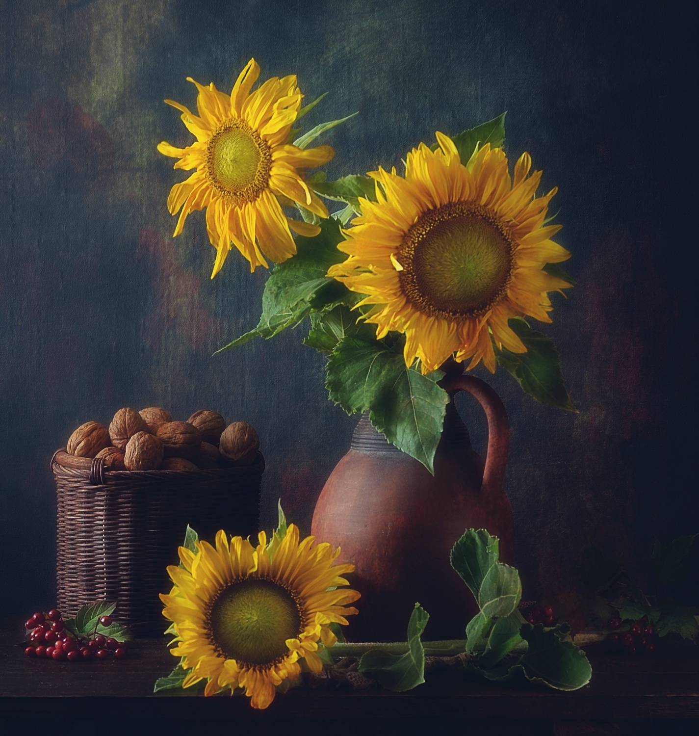 подсолнухи,натюрморт,орехи,осень, Наталия К