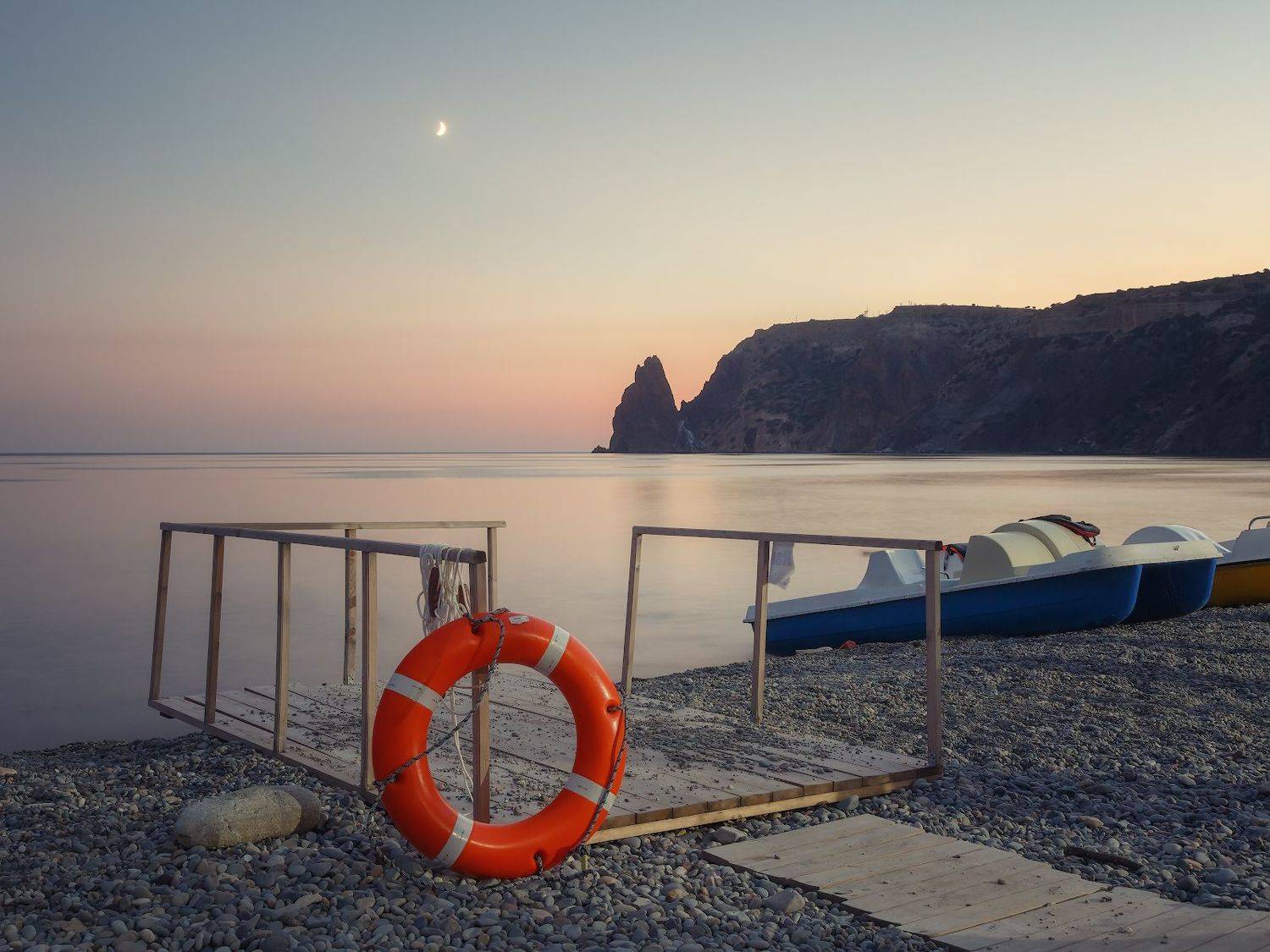 севастополь, фиолент, море, пляж, луна., Владимир Дубинин