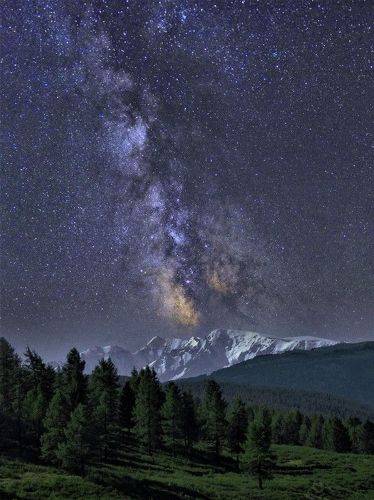 Лунная ночь с млечным путём над Северочуйским хребтом