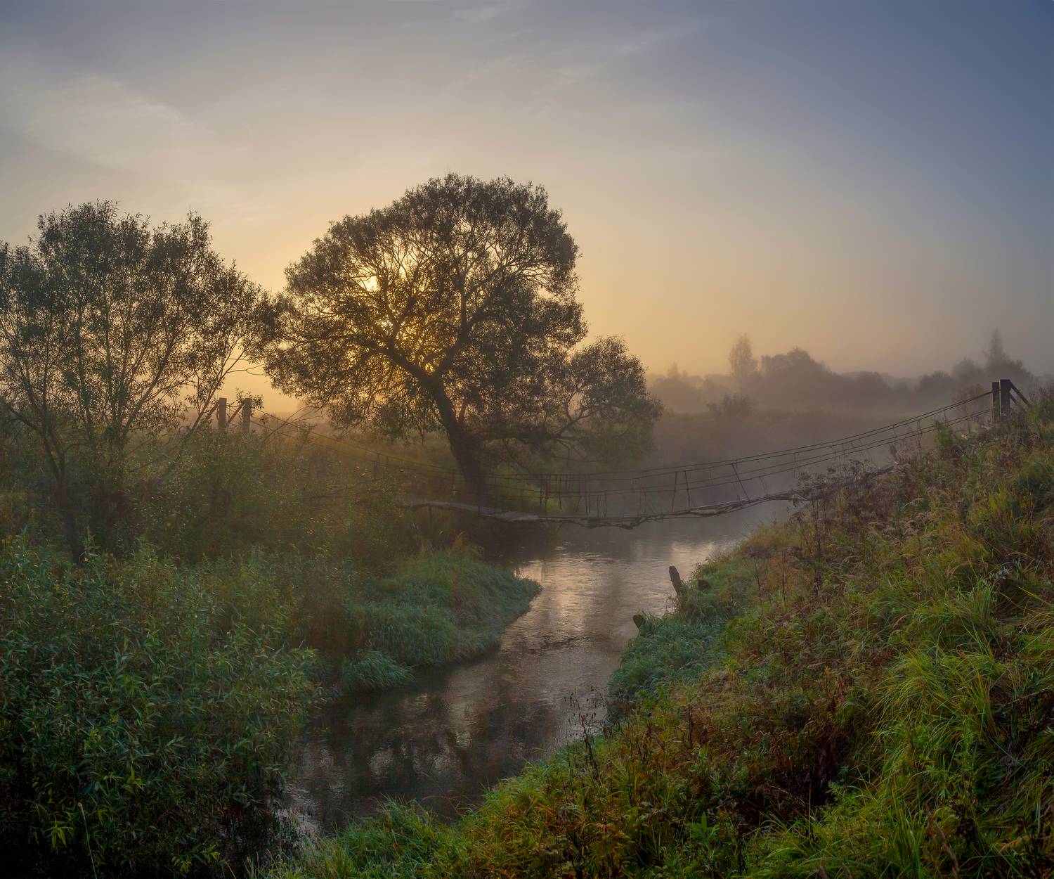рассвет, река, мостик, Александр Свистков