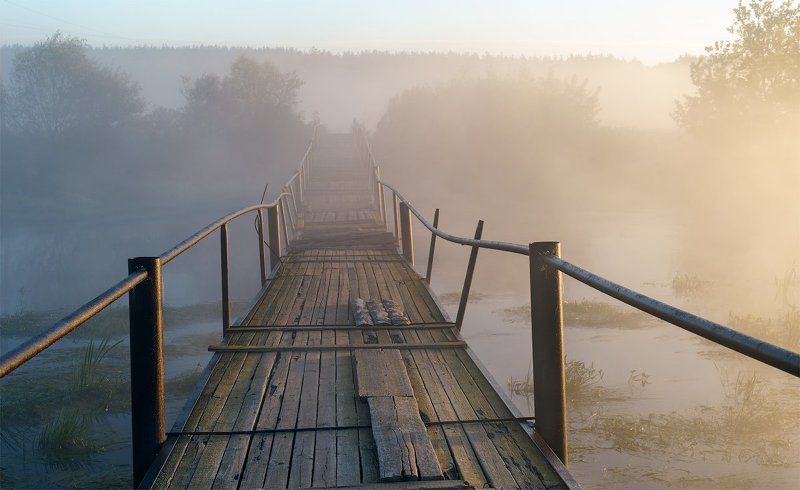 река,туман,рассвет,вода,свет,клязьма,сони Переход... фото превью