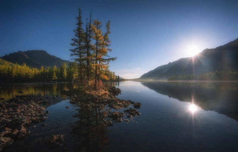 Рассвет на озере... фото превью
