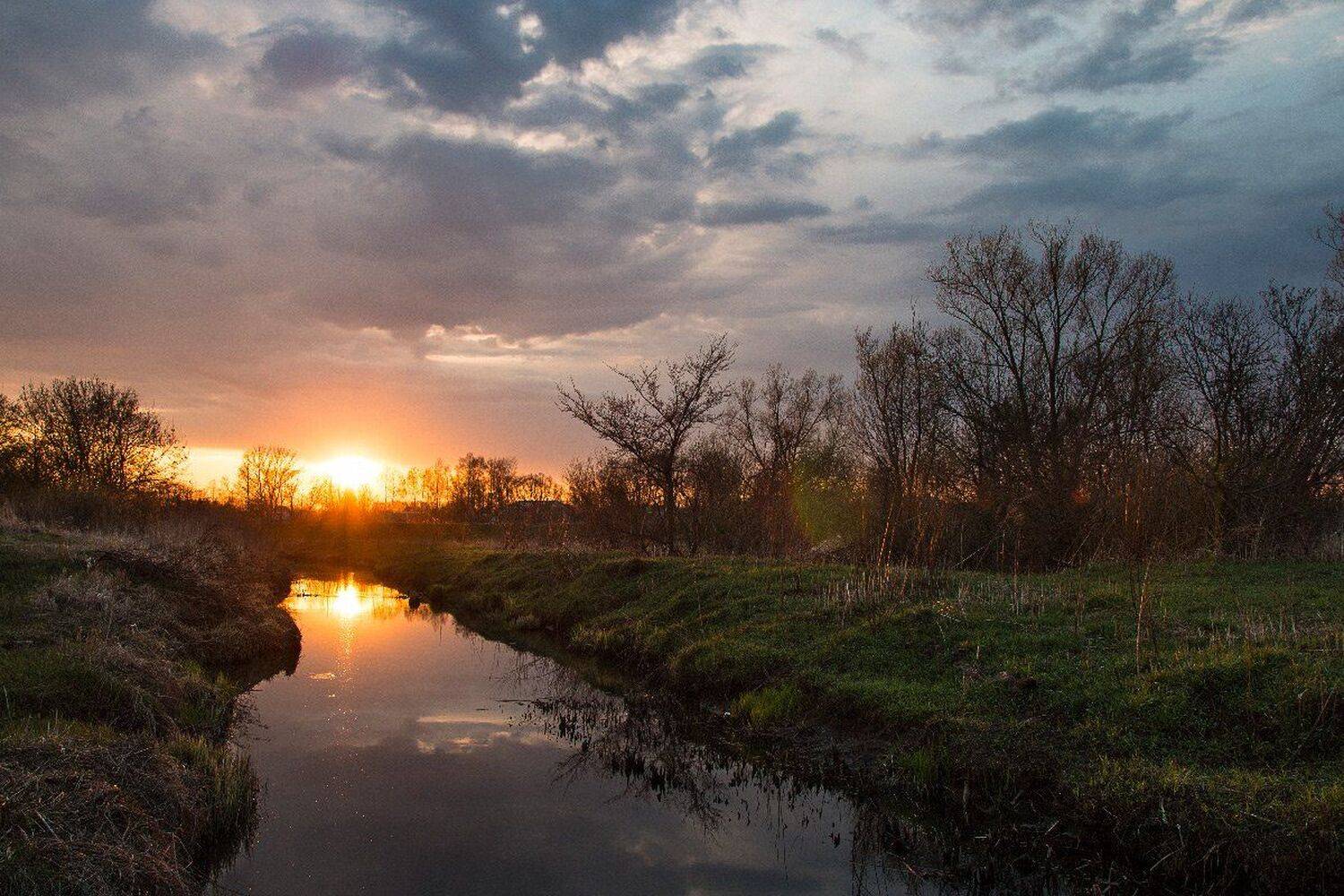закат, река, солнце, берег, облака, брынь, сухиничи, Александр