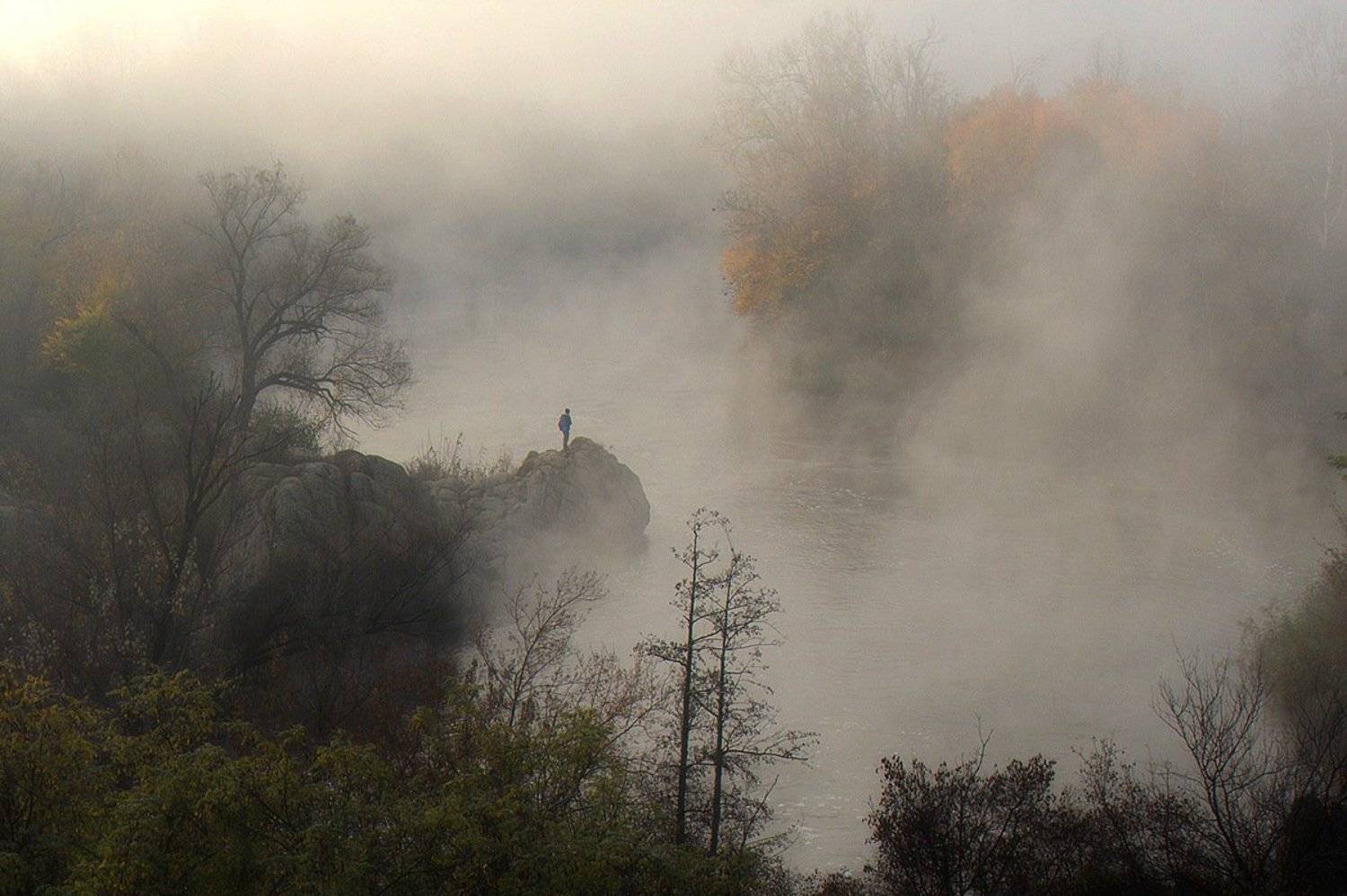 Река. Утро.Туман. Скалы., Александр Игнатьев