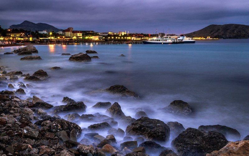 Color, Landscape, Light, Night, Nikon, Sea, Sky Night walk фото превью