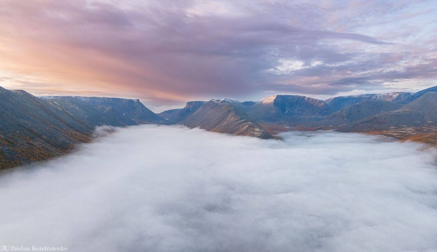 хибины, осень, кольский полуостров, горы, кольский, полигональные озера, кунийок, туман, Кондратенко Руслан