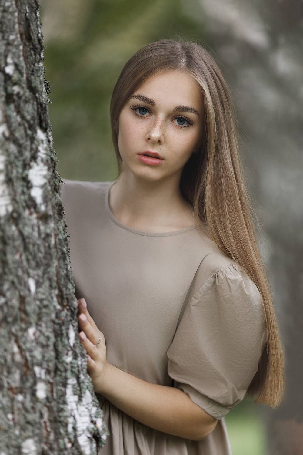 романтика, красивая, нежная, девушка, взгляд, лицо, жанр, длинные волосы, синие глаза, Ведмеденко Оксана