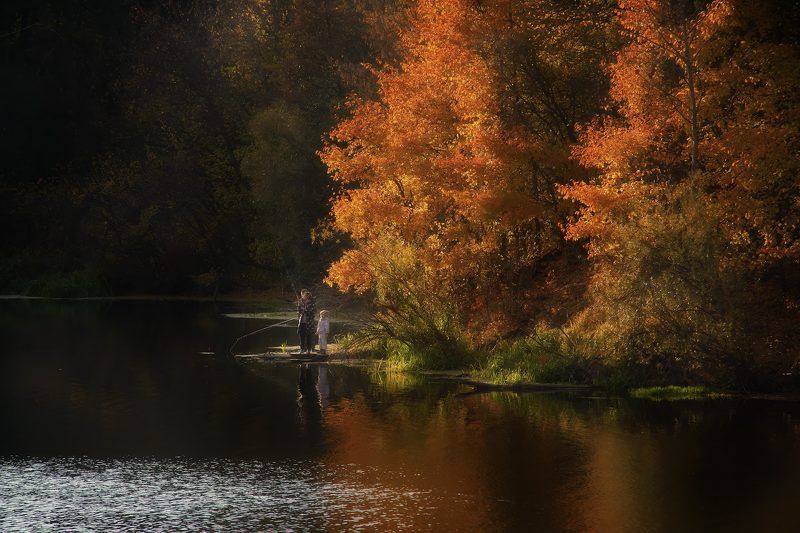 природа,лес,река,пейзаж,осень,рыбалка На рыбалке фото превью
