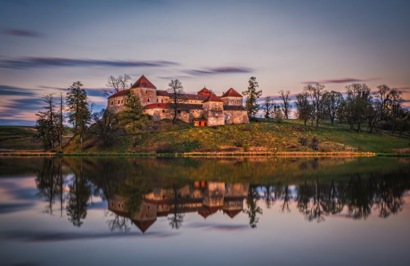 замок, свирж, свиржский, озеро, закат, длинная выдержка, украина, львовская область, свірзький замок, castle, svirzh, lake, sunset, ukraine, l\\\'vivska district, long exposure, evening, fortress Svirzh Castle at sunset фото превью