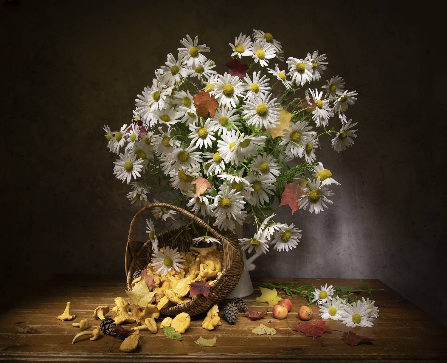 натюрморт, ромашки, лисички, Татьяна Феденкова