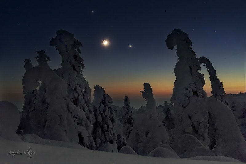 астрофото астропейзаж зима  Ночная встреча фото превью