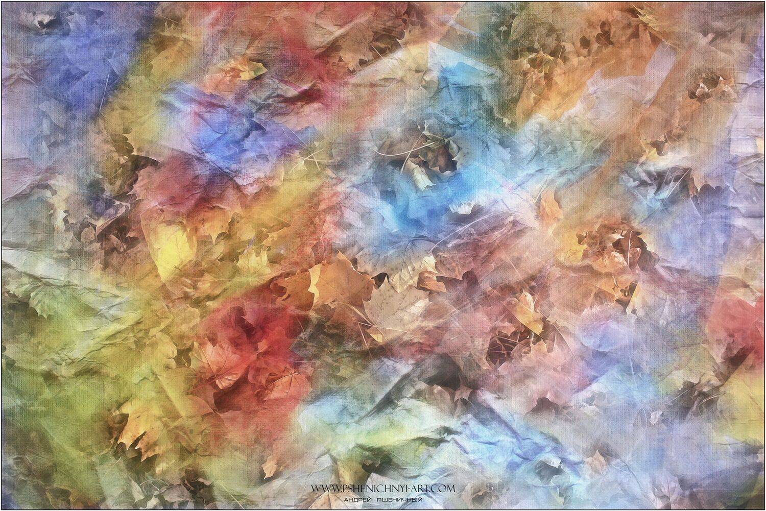 осень, опавшие листья, клён, акварель, абстракция, палитра, краски, октябрь, Пшеничный Андрей